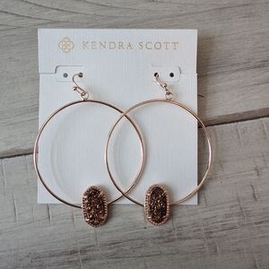Kendra Scott Elora Rose Gold Hoop Earrings With Rose Gold Drusy